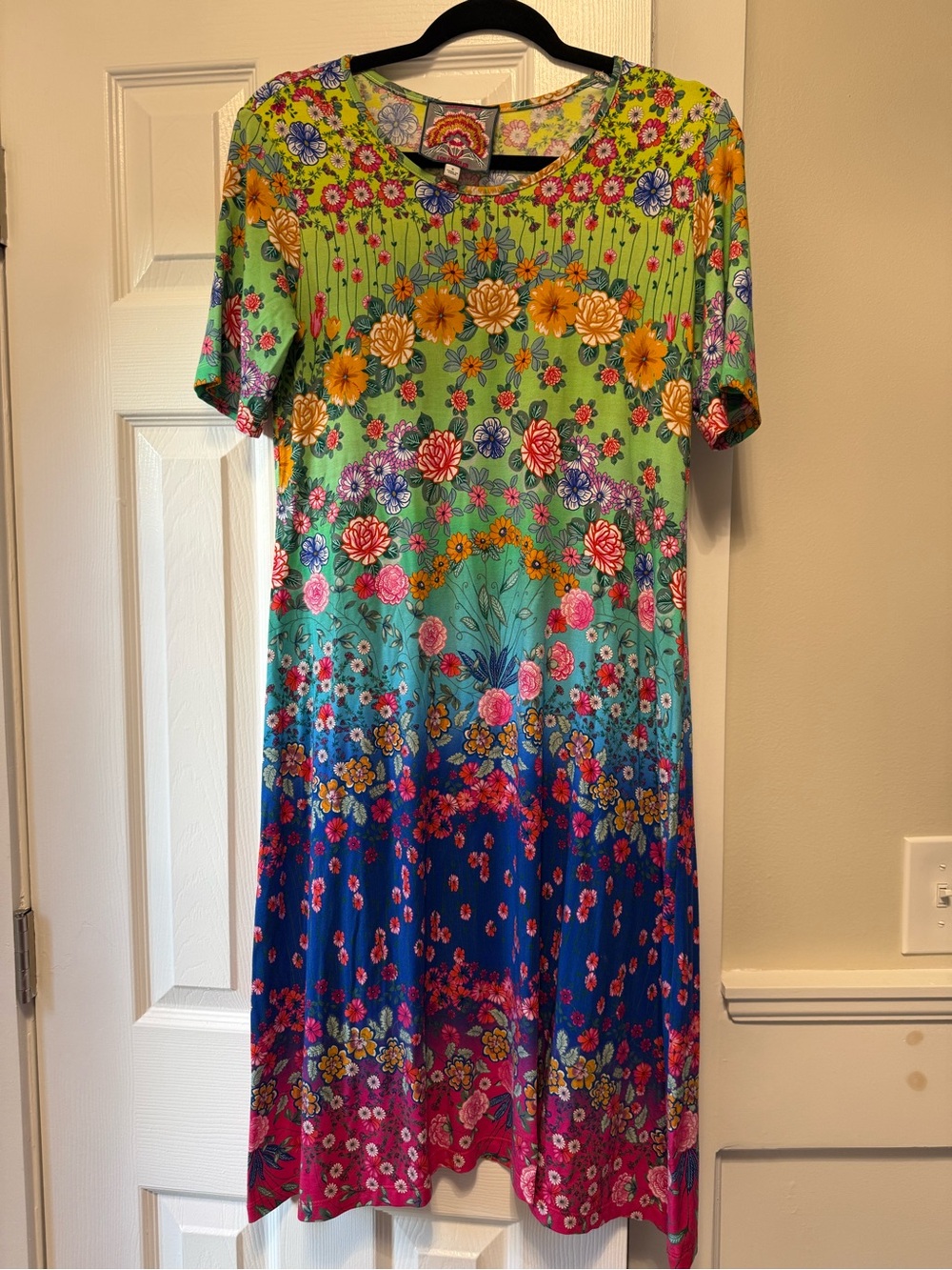 Johnny Was Rainbow Fields Swing Dress Sz Small Bamboo